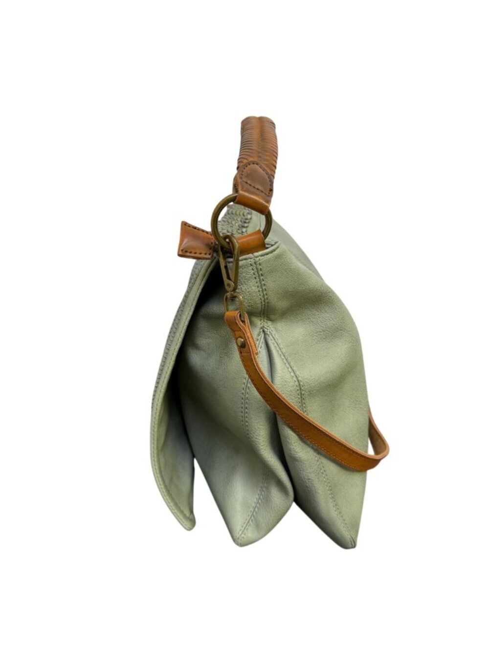 Free People Woven Shoulder Bag Green & Brown Adjustable Strap - Picture 4 of 7